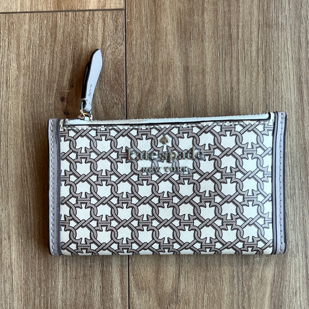 Kate Spade Cream and Brown Patterned Wallet